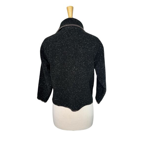 Vintage 90s Black Speckled Fleece Pullover Sweatshirt Oversized Small Women ALPS - Picture 3 of 10